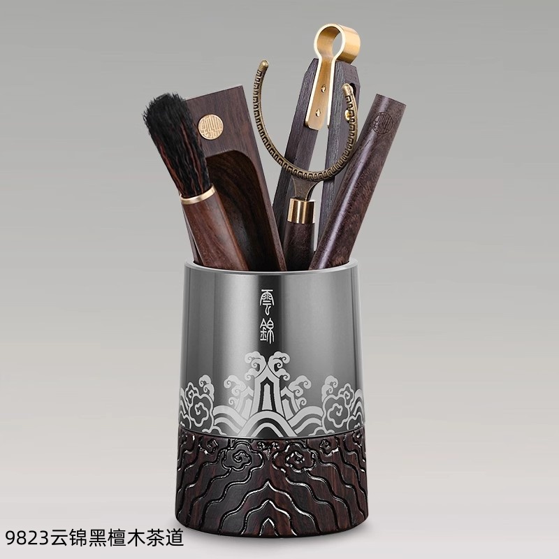 9823云锦黑檀木茶道