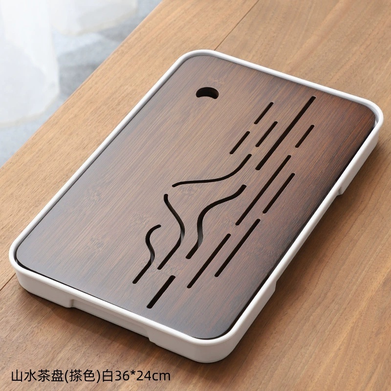 山水茶盘搽色白3624cm