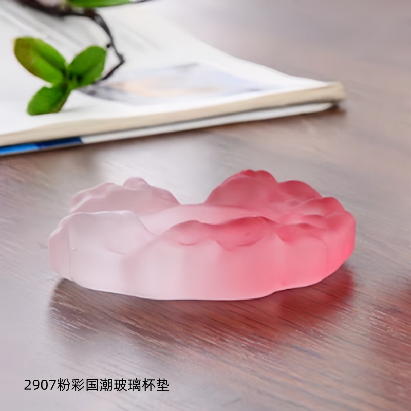 2907粉彩国潮玻璃杯垫