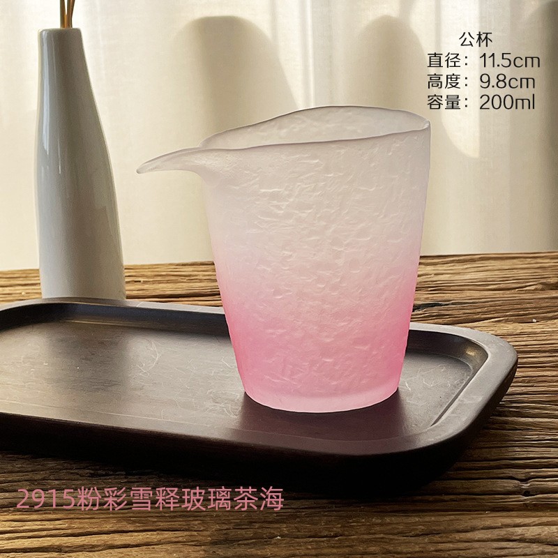 2915粉彩雪释玻璃茶海
