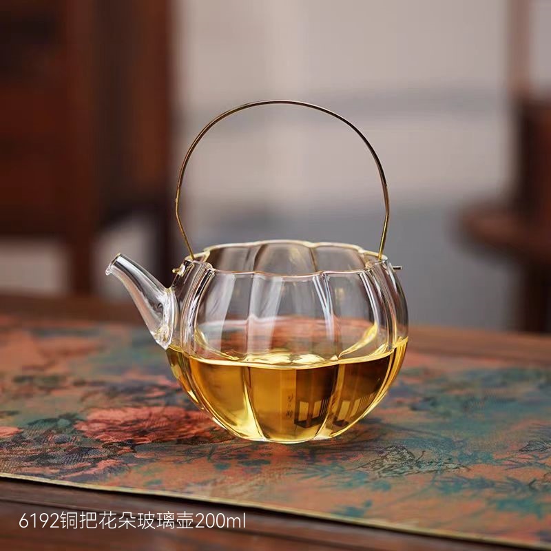 6192铜把花朵玻璃壶200ml