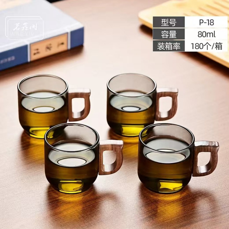 6363烟灰木把玻璃把杯80ml