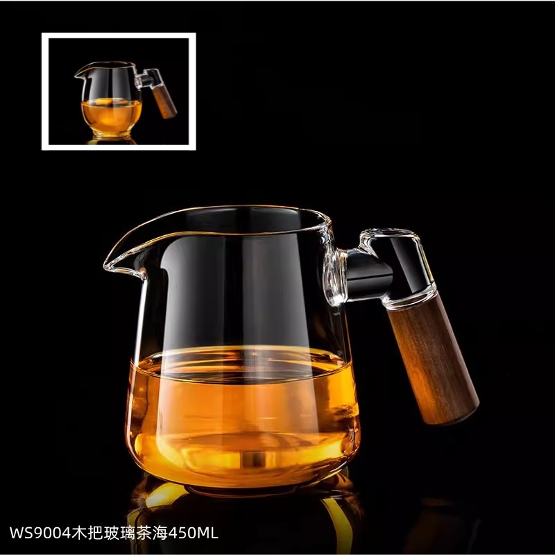 WS9004小号木把玻璃茶海450MLX