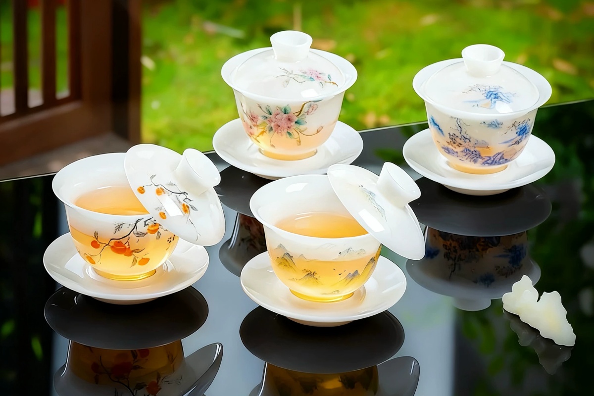 黄茶适合什么茶具 薄胎青瓷白瓷盖碗